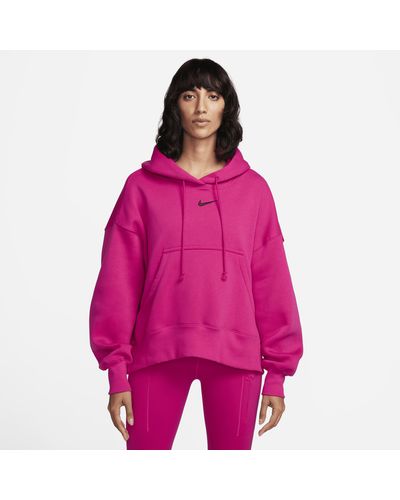 Nike Sportswear Phoenix Fleece Over-oversized Pullover Hoodie Cotton - Pink