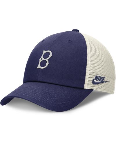 Nike Brooklyn Dodgers Rewind Cooperstown Club Mlb Trucker Adjustable Hat - Blue