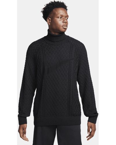 Nike Life Cable Knit Turtleneck Sweater - Black