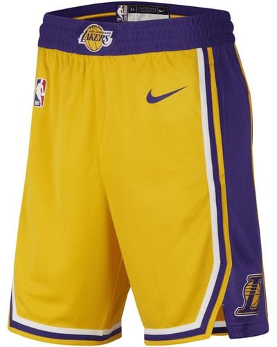 Lakers Basketball Shorts Mens XL Hardwood Classics Front Spellout Logo