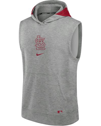 Nike St. Louis Cardinals Authentic Collection Early Work Men's Dri-fit Mlb Sleeveless Pullover Hoodie - Gray