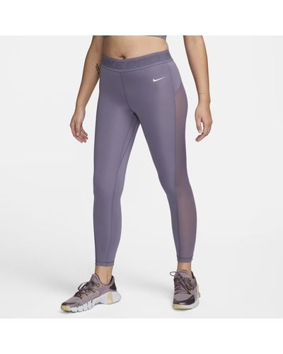Nike Pro Mid-rise 7/8 Mesh-panelled leggings Polyester - Purple