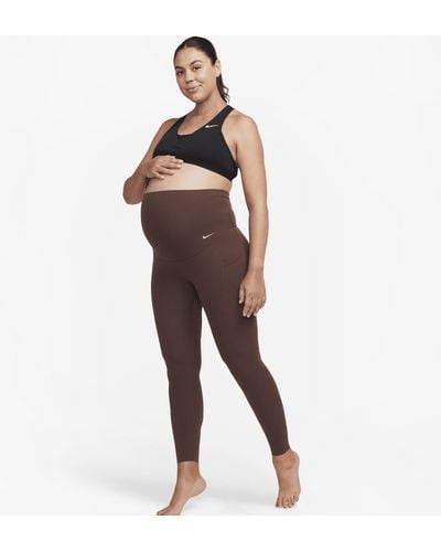 Nike Zenvy (m) Gentle-support High-waisted 7/8 Leggings With Pockets (maternity) - Brown