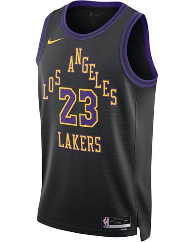 Nike Lebron James Los Angeles Lakers City Edition 2023/24 Dri-fit Nba Swingman Jersey 50% Recycled Polyester - Black