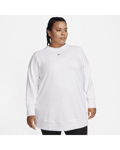 Nike Dri-fit One Crew-neck French Terry Tunic (plus Size) in Black | Lyst