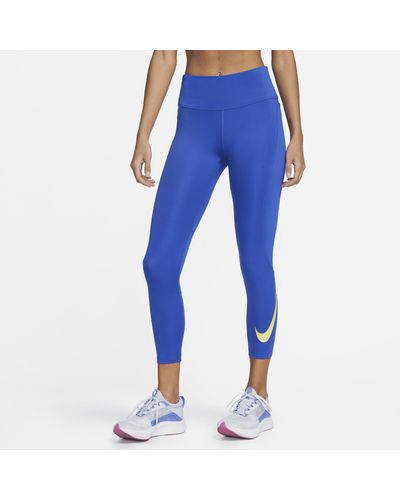 Nike Leggings da running a 7/8 e vita media con tasche fast - Blu