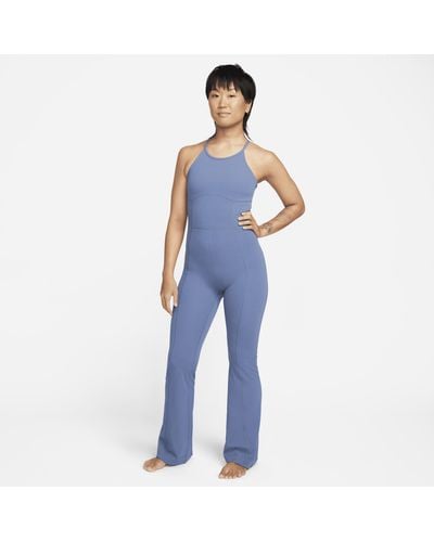 Nike Zenvy Dri-fit Full-length Flared Bodysuit Polyester - Blue