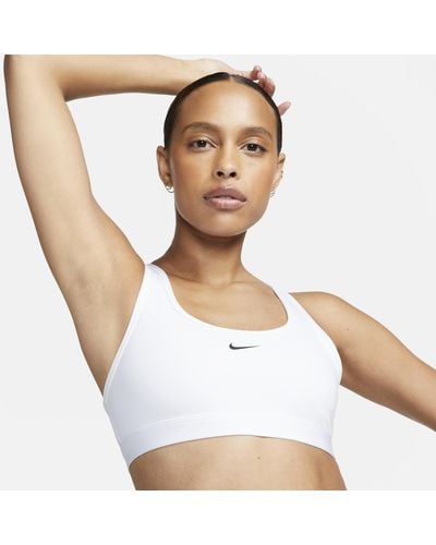 Nike Swoosh Light-support Non-padded Sports Bra Polyester - White