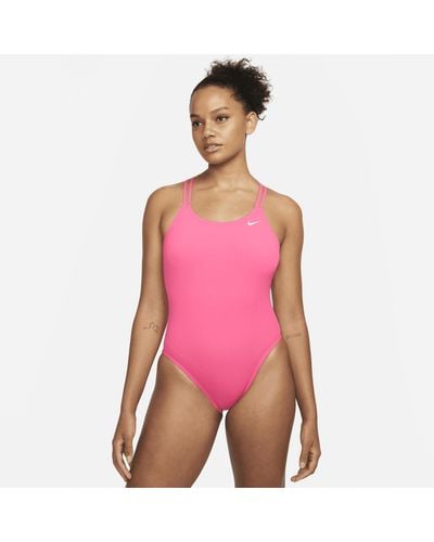 Nike Hydrastrong Solid Spiderback 1-piece Swimsuit Polyester - Pink