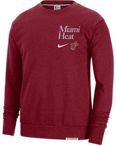 Nike Miami Heat Standard Issue Dri-fit Nba Crew-neck Sweatshirt Polyester - Red