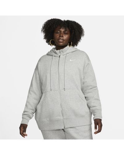 Nike Sportswear Phoenix Fleece Oversized Full-zip Hoodie (plus Size) - Gray