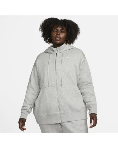 Nike Sportswear Phoenix Fleece Oversized Full-zip Hoodie (plus Size) - Grey