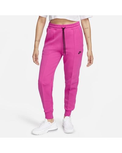 Nike Pantaloni jogger a vita media sportswear tech fleece - Rosa
