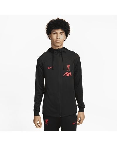 Nike Liverpool F.c. Strike Away Dri-fit Hooded Football Tracksuit Jacket - Black