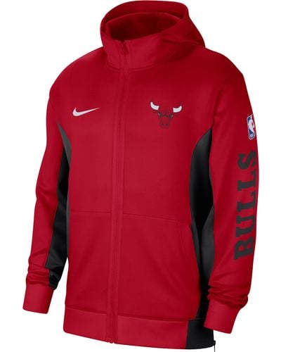 Nike Chicago Bulls Showtime Dri-fit Nba Full-zip Hoodie 50% Recycled Polyester - Red