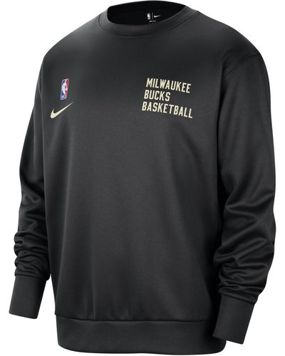 Nike Milwaukee Bucks Spotlight Dri-fit Nba Crew-neck Sweatshirt - Black