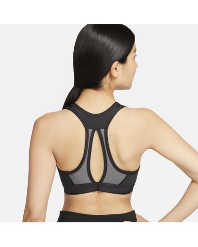 Nike Swoosh High-support Non-padded Adjustable Sports Bra 50% Recycled Polyester - Natural