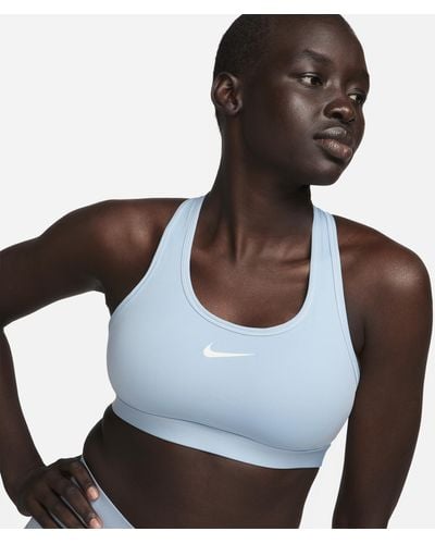 Nike Bra imbottito swoosh medium support - Blu