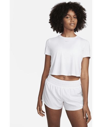 Nike One Classic Dri-fit Short-sleeve Cropped Top - White