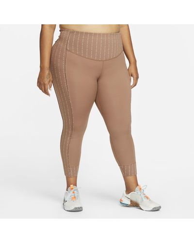 Nike One Luxe Icon Clash Mid-rise 7/8 Leggings (plus Size) - Natural