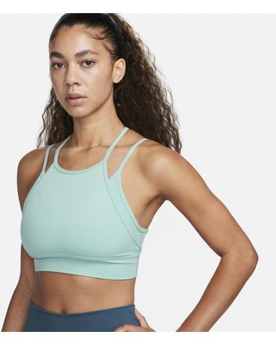 Nike Indy Strappy Light-support Padded Ribbed Longline Sports Bra - Blue