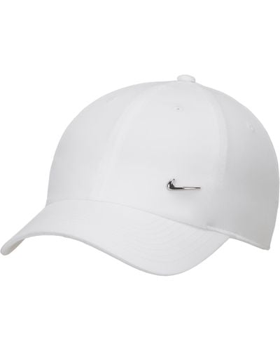 Nike Dri-fit Club Unstructured Metal Swoosh Cap - White