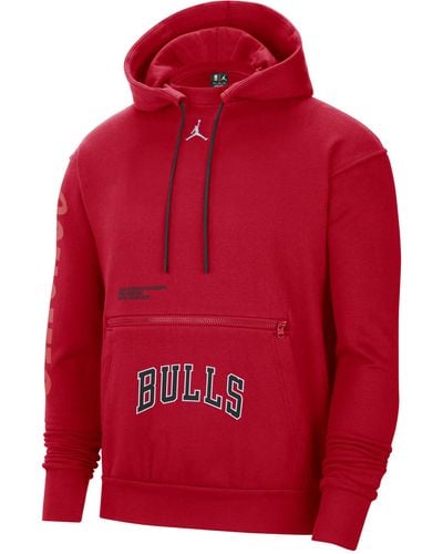 Nike Felpa pullover in fleece con cappuccio chicago bulls courtside statement edition jordan nba - Rosso