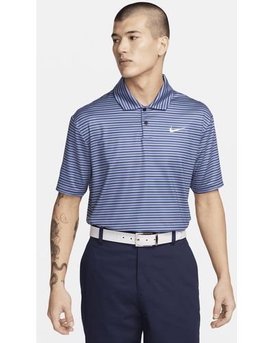 Nike Tour Dri-fit Striped Golf Polo - Blue