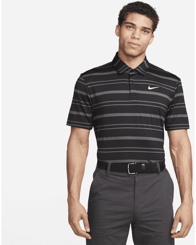 Nike Dri-fit Tour Striped Golf Polo - Black