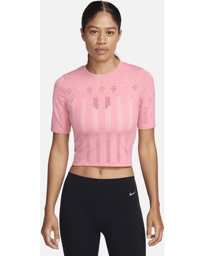 Nike Yoga Dri-fit Adv Luxe Short-sleeve Crop Top - Red