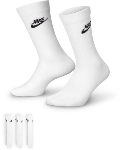 Nike Sportswear everyday essential crew socks 3-pack white/ black - Bianco
