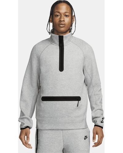 Nike Felpa con zip a metà lunghezza sportswear tech fleece - Grigio