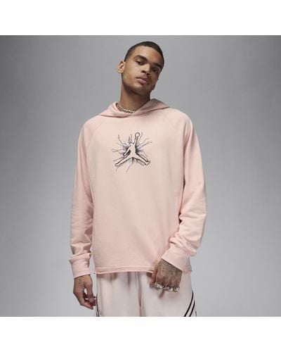 Nike Jordan Dri-fit Sport Graphic Fleece Pullover Hoodie Cotton - Pink