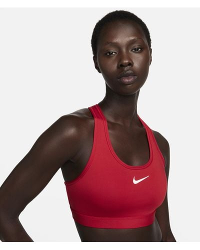 Nike Swoosh Medium Support Padded Sports Bra in Pink