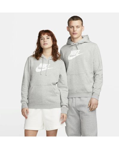 Nike Sportswear Club Fleece Logo Pullover Hoodie - Gray