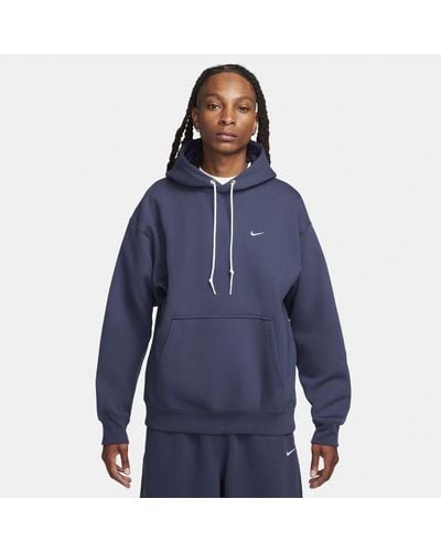 Nike Solo Swoosh Fleece Pullover Hoodie - Blue