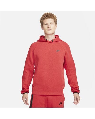 Nike Felpa pullover con cappuccio sportswear tech fleece - Rosso