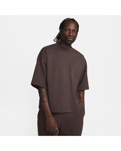 Nike Sportswear Tech Fleece Re-imagined Oversized Short-sleeve Sweatshirt - Brown