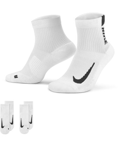 Nike Calze alla caviglia da running multiplier (2 paia) - Bianco