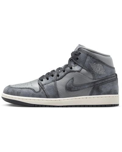 Nike Air Jordan 1 Mid Se Shoes Leather - Grey