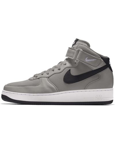 Nike Air Force 1 Mid By You Custom Shoes Leather - Grey