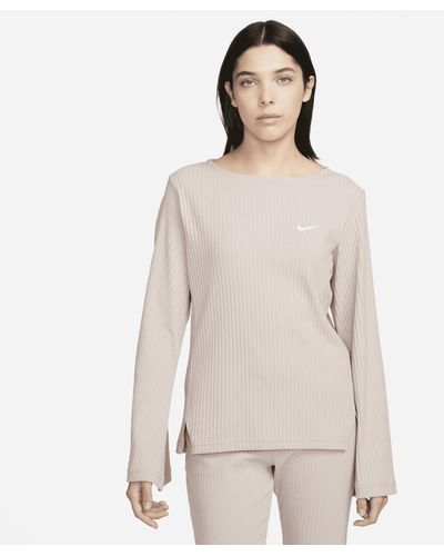 Nike Sportswear Ribbed Jersey Long-sleeve Top Polyester - Natural