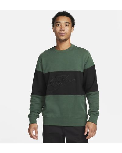 Nike Club French Terry Color-blocked Crew - Green