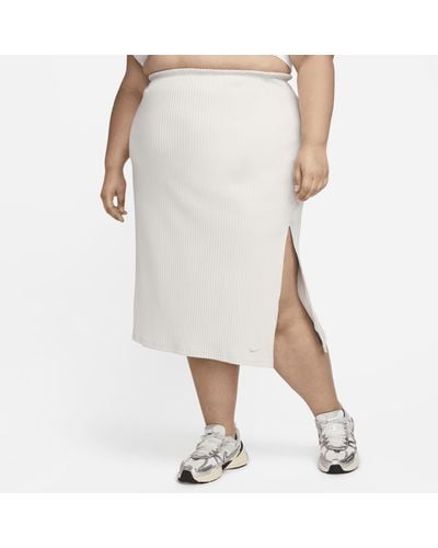 Nike Sportswear Chill Knit Slim Midi Ribbed Skirt (plus Size) - Natural