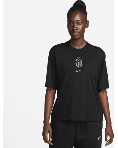 Nike Atlético Madrid Football Boxy T-shirt 50% Organic Cotton - Black