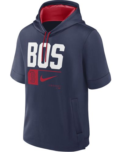 Nike Boston Red Sox Tri Code Lockup Mlb Short-sleeve Pullover Hoodie - Blue