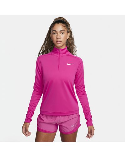 Nike Dri-fit Pacer 1/4-zip Sweatshirt Polyester - Pink