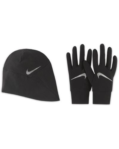 Nike Essential Running Hat And Glove Set - Black