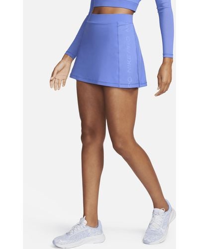 Nike Pro Dri-fit High-waisted 3" Skort With Pockets - Blue