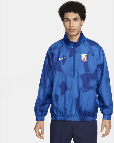 Nike Usmnt Windrunner Soccer Anorak Jacket - Blue